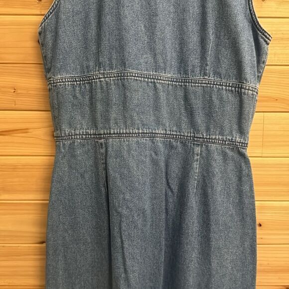Vintage Casablanca Size Medium Denim Button Front Collared Sleeveless Maxi Dress - Picture 10 of 13